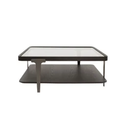 Stolik kawowy DIVINE 100 cm drewno jesion szklany
