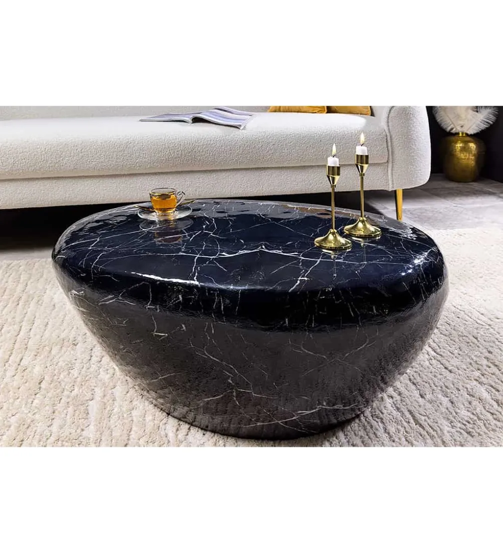 Stolik kawowy EROCK 75 cm w optyce czarnego marmuru