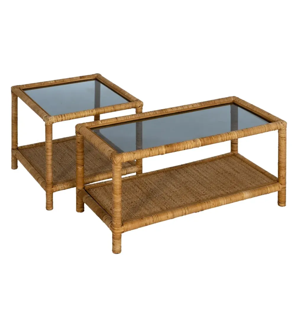 Stolik kawowy ESTAZ 50 cm naturalny ratan