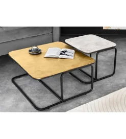 Stolik kawowy FLETCHER II set 2 złoto srebrny