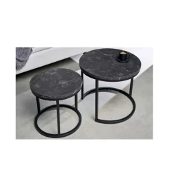 Stolik kawowy GIRON set 2 w optyce marmuru