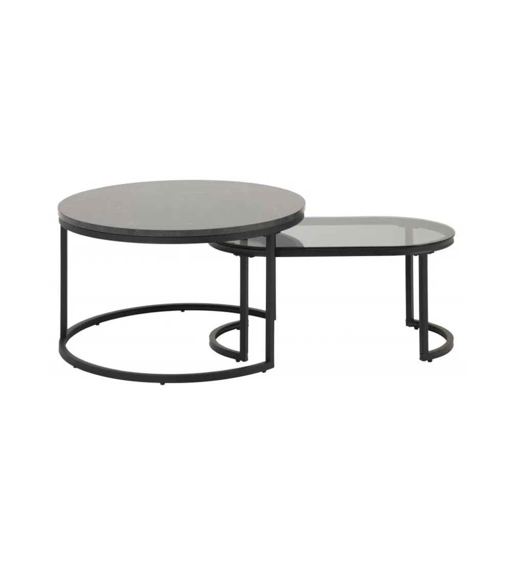 Stolik kawowy GIRON set 2 w optyce marmuru