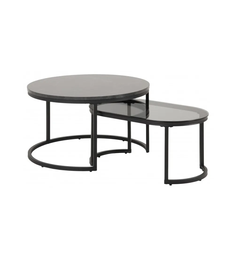 Stolik kawowy GIRON set 2 w optyce marmuru