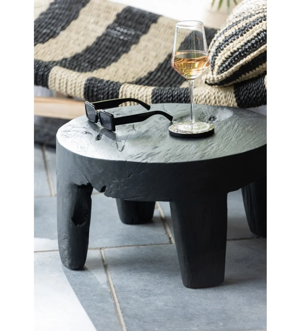 Stolik kawowy HERAS set 2 drewno teak czarny