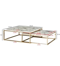 Stolik kawowy HIBRO II set 2 w optyce białego marmuru