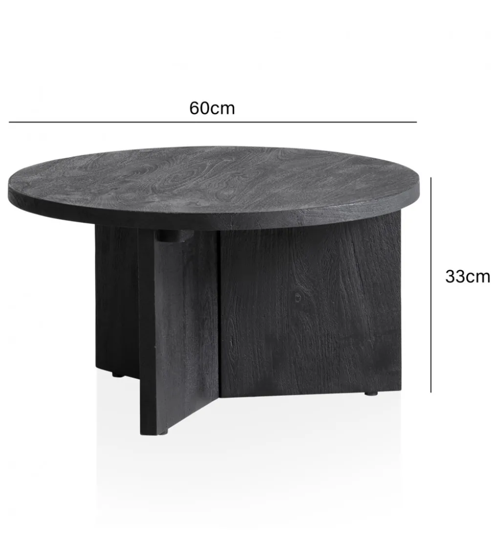 Stolik kawowy HINO 60 cm drewno mango czarny