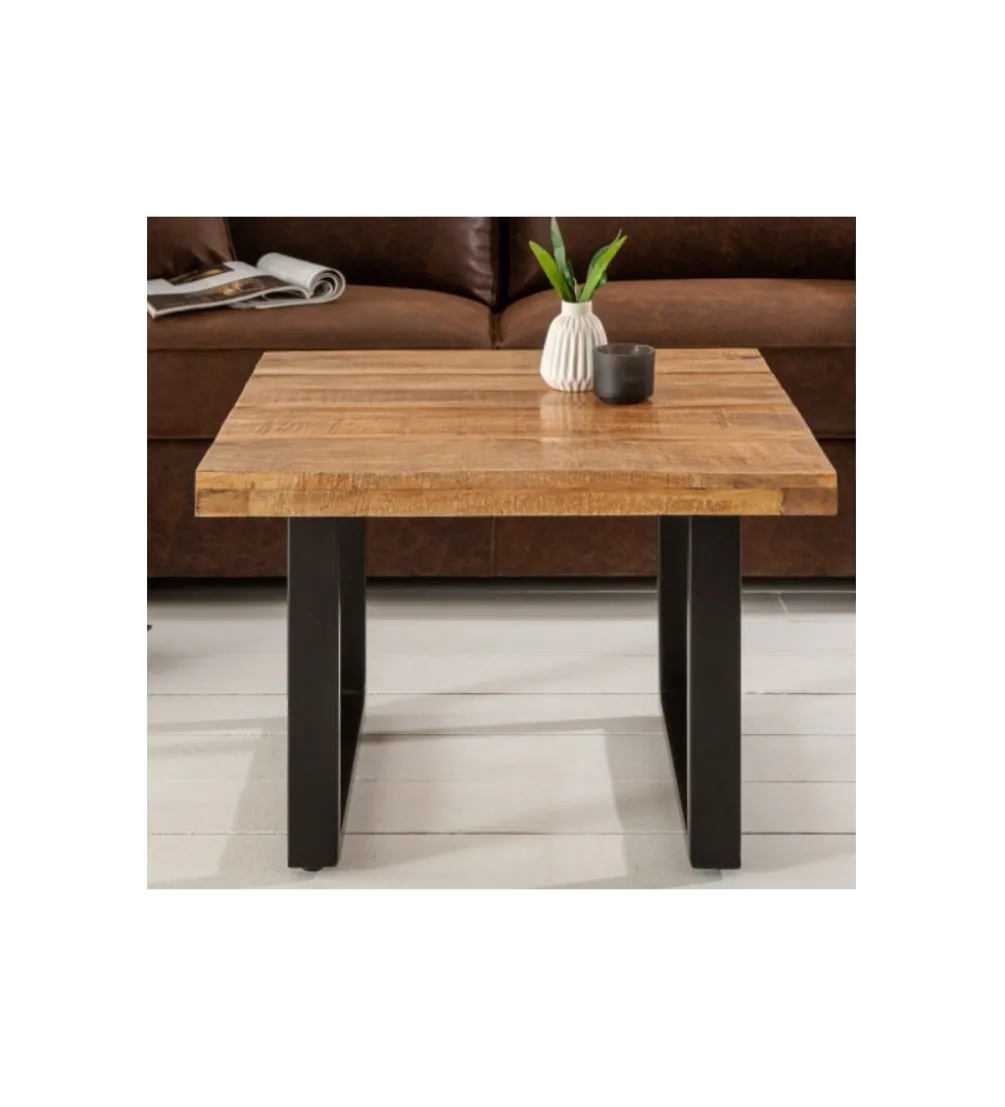 Stolik kawowy Iron Craft 60 cm drewno mango