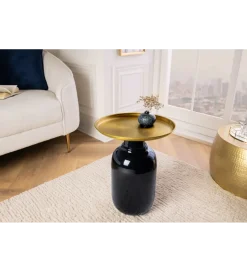 Stolik kawowy KARIN 40 cm czarno złoty