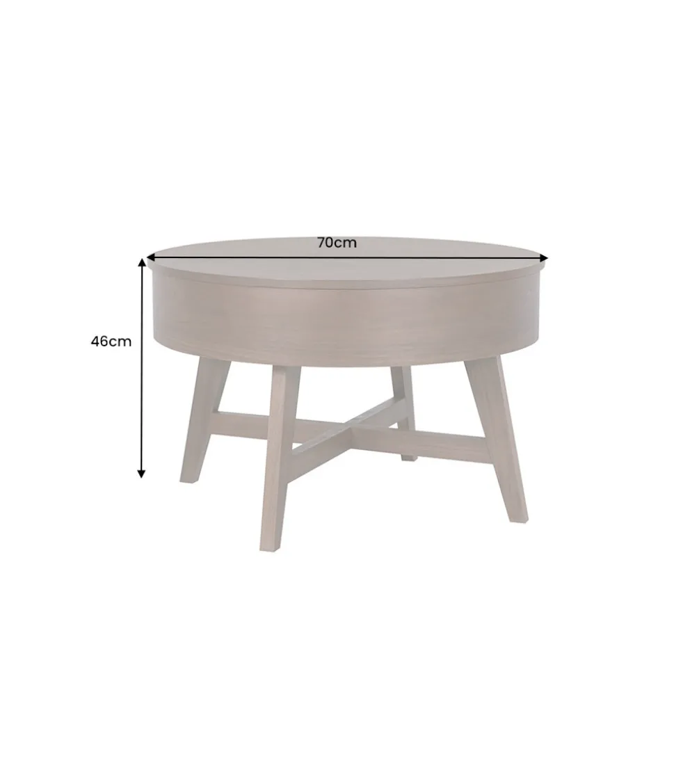 Stolik kawowy KYOTO 70 cm z schowkiem drewno mango