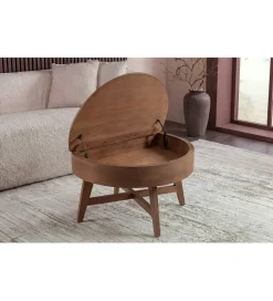 Stolik kawowy KYOTO 70 cm z schowkiem drewno mango