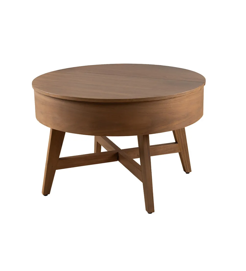 Stolik kawowy KYOTO 70 cm z schowkiem drewno mango