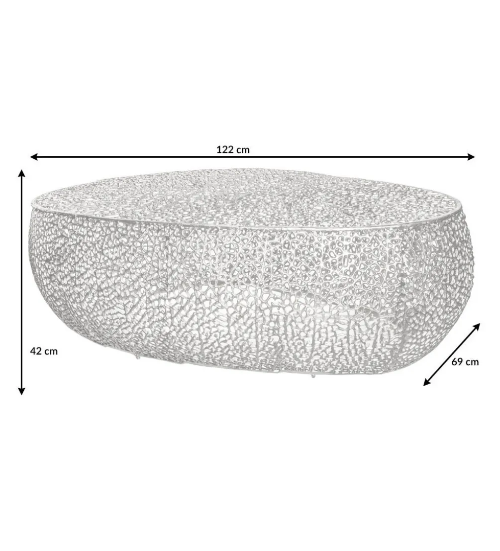 Stolik kawowy Leaf 120 cm srebrny