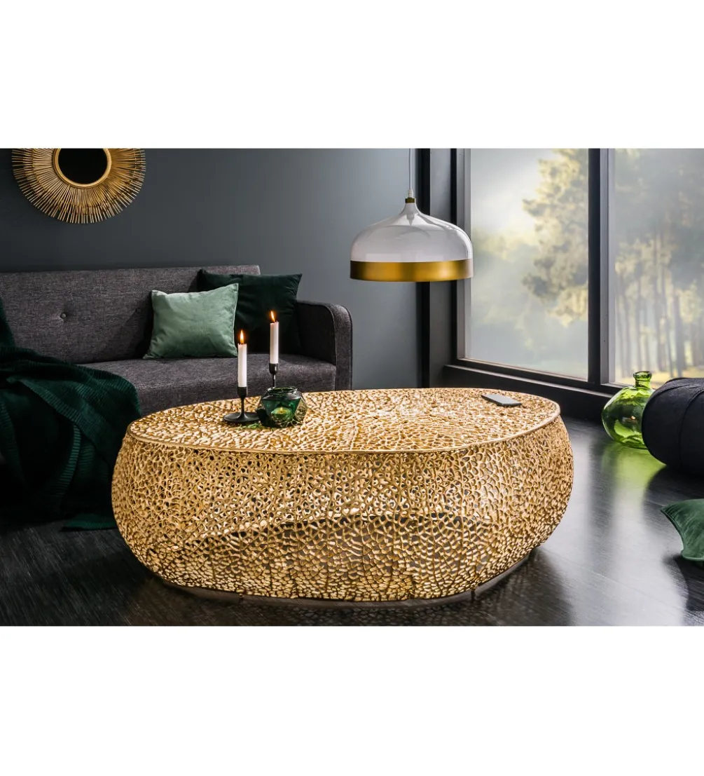 Stolik kawowy Leaf 120 cm złoty