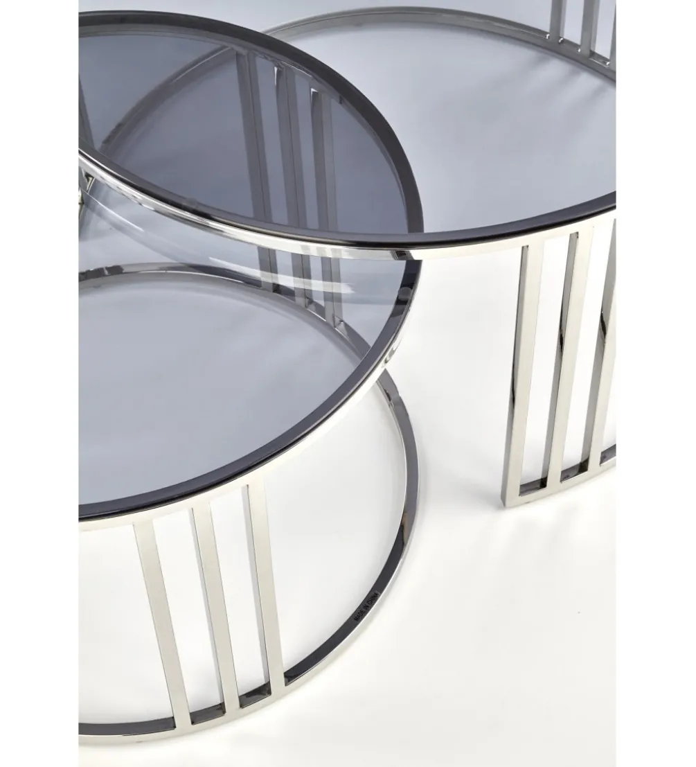 Stolik kawowy MERCURY set 2 srebrny