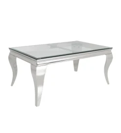 Stolik kawowy MODERN BAROCK BARRACUDA 100 cm chromowany szklany blat BEZ blatu tekowego