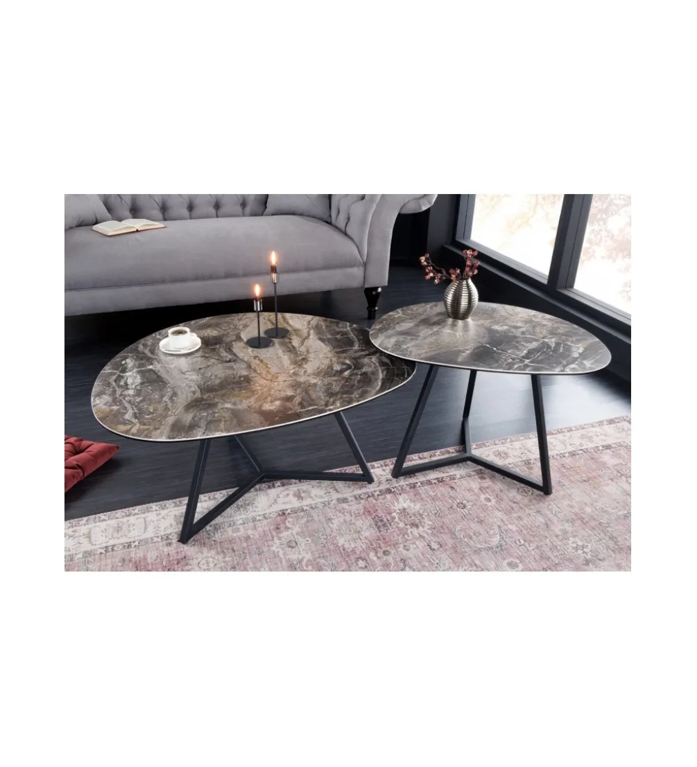 Stolik kawowy MONTREAL Marvelous 90 cm ceramika w optyce marmuru