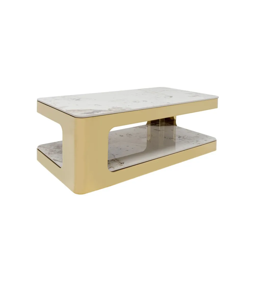 Stolik kawowy NUBE DUO 130 cm złoty efekt marmur