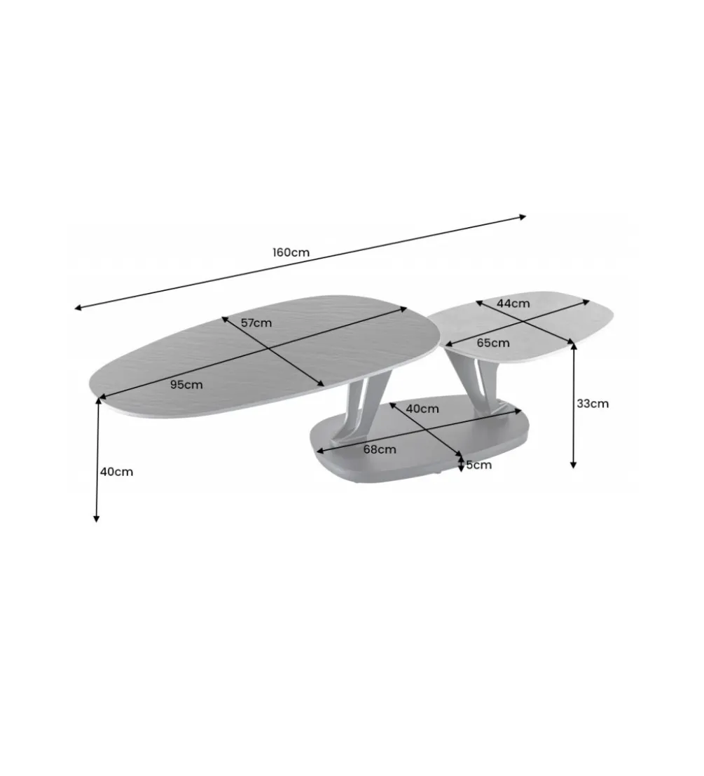 Stolik kawowy obrotowy MOVI 95 cm - 160 cm cermika optyka kamienia