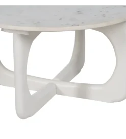 Stolik kawowy ONAKI 75 cm drewno mango marmur biały