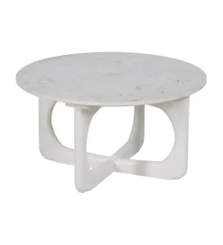 Stolik kawowy ONAKI 75 cm drewno mango marmur biały
