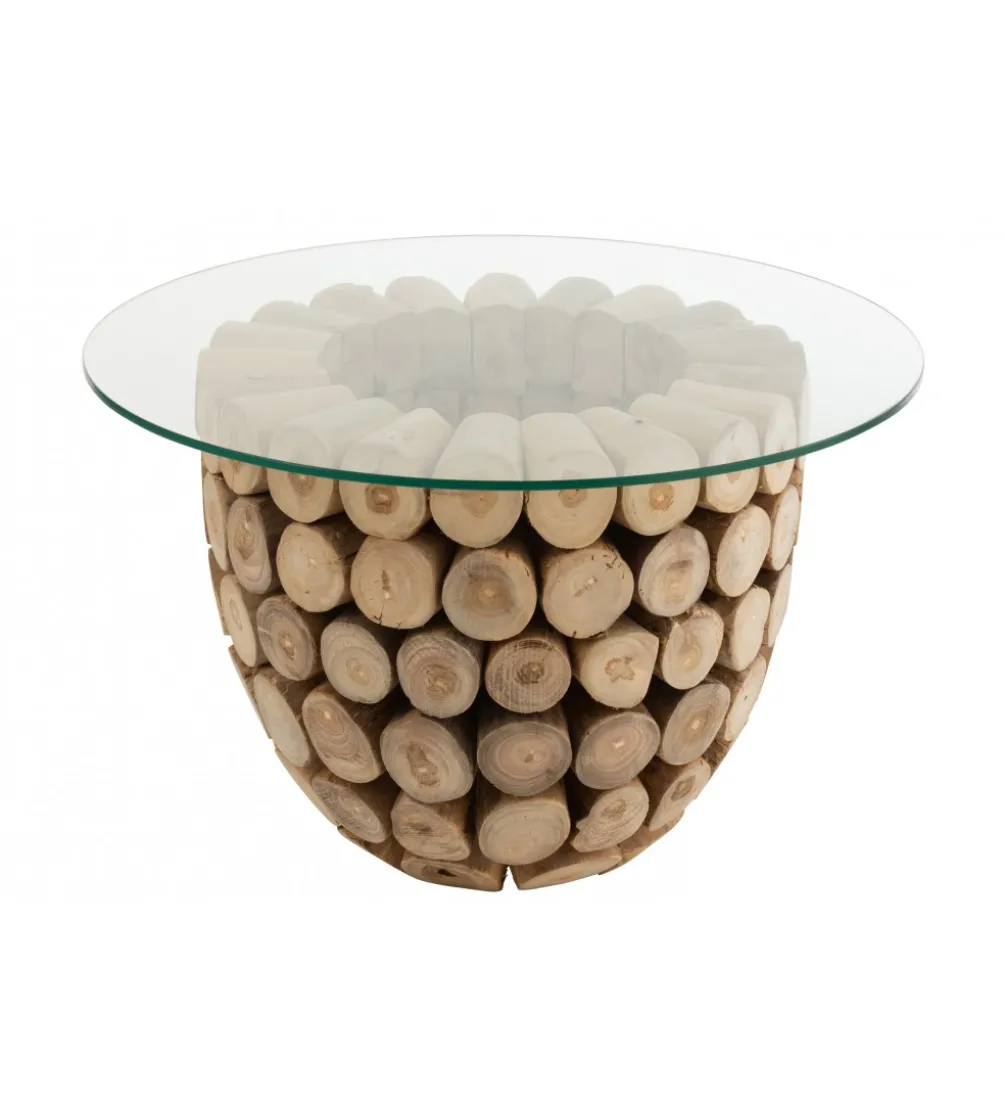 Stolik kawowy OPEN 70 cm drewno teak