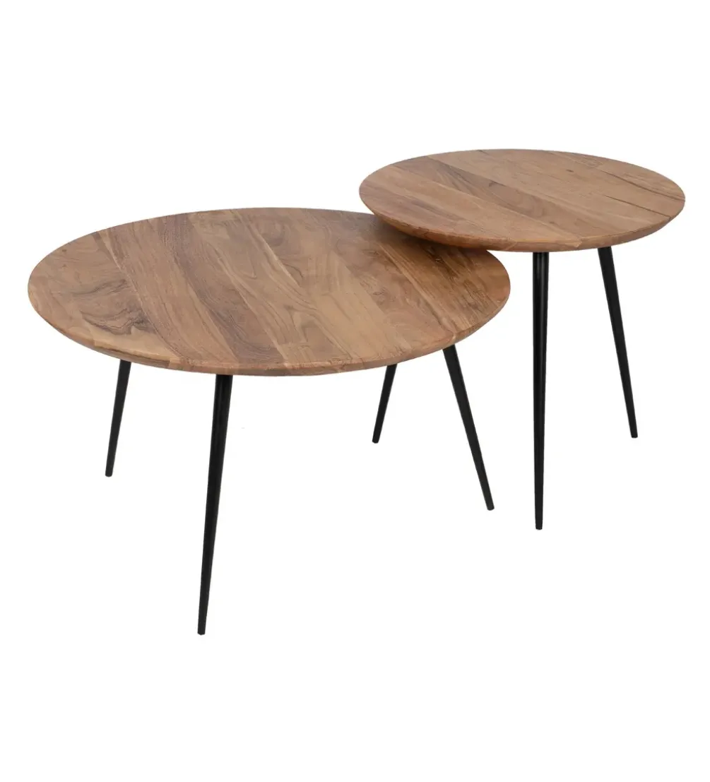 Stolik kawowy PIRLO SET II drewno akacja