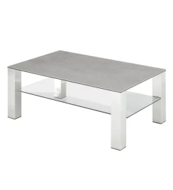 Stolik kawowy PUNO 110 cm ze szkła i ceramiki w kolorze szarym