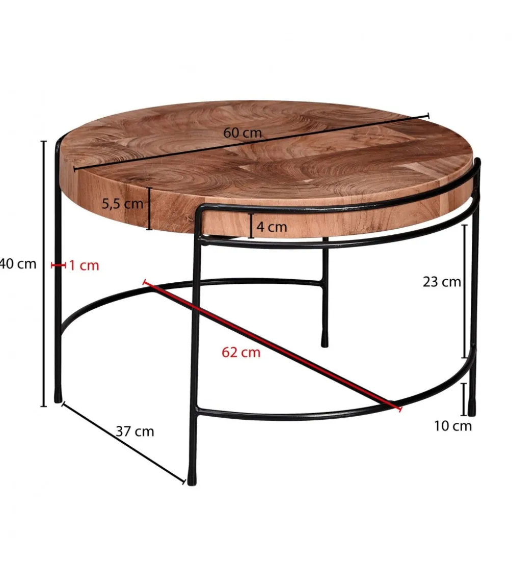 Stolik kawowy RIBERA 62 cm drewno akacja
