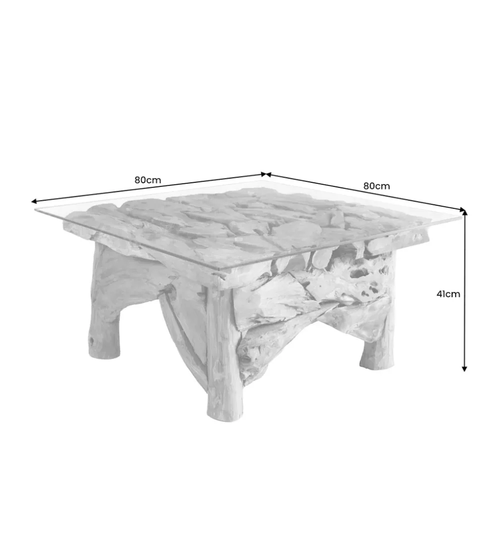 Stolik kawowy RIVERSIDE 80 cm drewno teak bez szkła