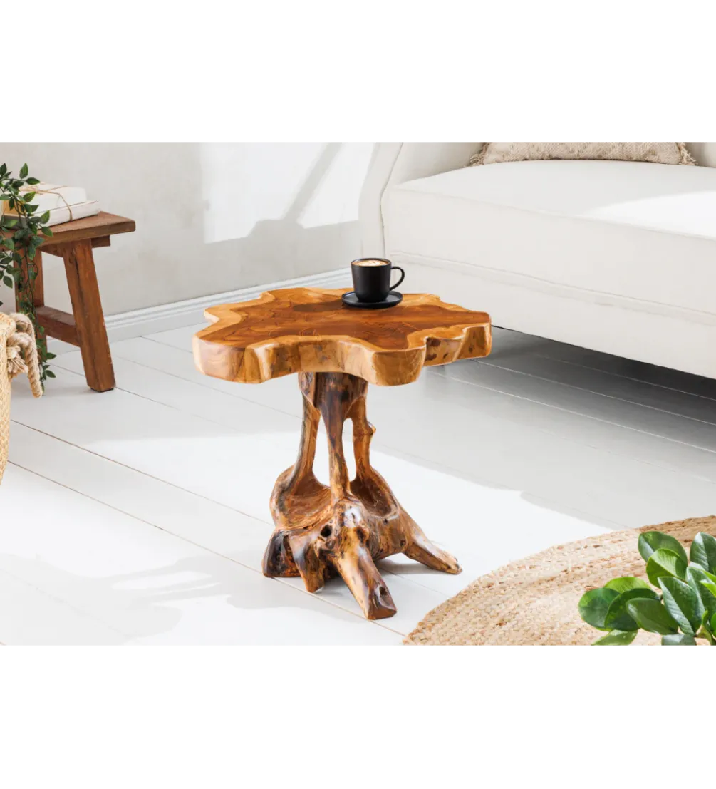 Stolik kawowy ROOT 40 cm drewno teak naturalny