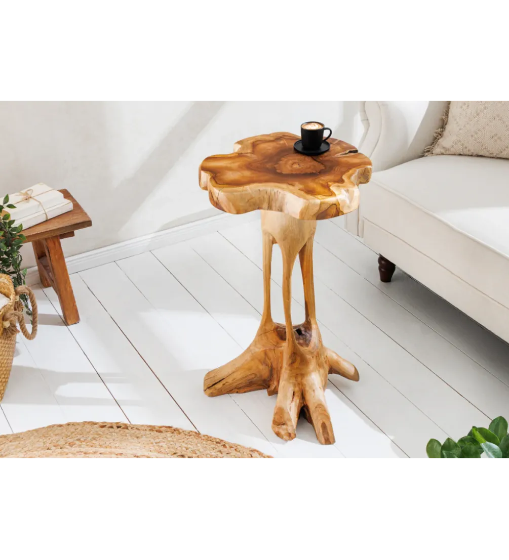 Stolik kawowy ROOT 70 cm drewno teak naturalny