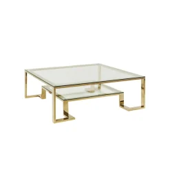 Stolik kawowy RUSH 120 cm złoty szklany