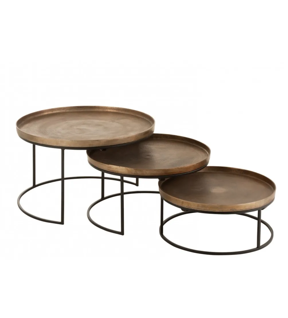 Stolik kawowy Rust set 3 miedziany