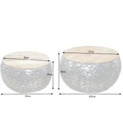 Stolik kawowy STONE MOSAIC set 2 drewno akacja