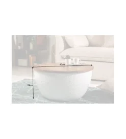 Stolik kawowy Storage Orient 60 cm Biały Z Blatem z drewna Mango