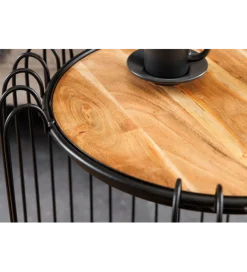 Stolik kawowy TRUE ELEMENTS 46 cm drewno akacjowe czarny naturalny