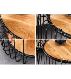Stolik kawowy TRUE ELEMENTS 46 cm drewno akacjowe czarny naturalny