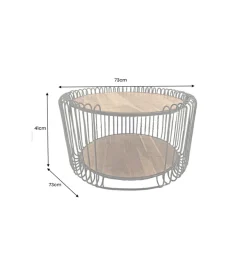 Stolik kawowy TRUE ELEMENTS 70 cm drewno akacjowe czarny naturalny