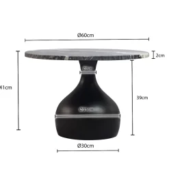Stolik kawowy URANAKI 60 cm blat marmur