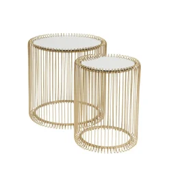 Stolik kawowy Wire set Brass zestaw 2 złoty