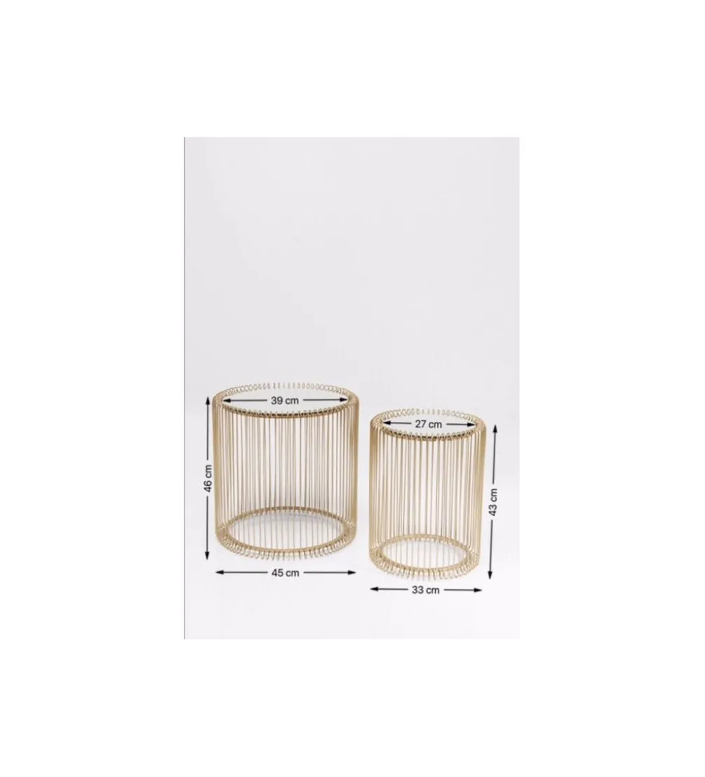 Stolik kawowy Wire set Brass zestaw 2 złoty