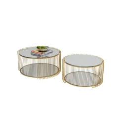Stolik kawowy WIRE set 2 złoty