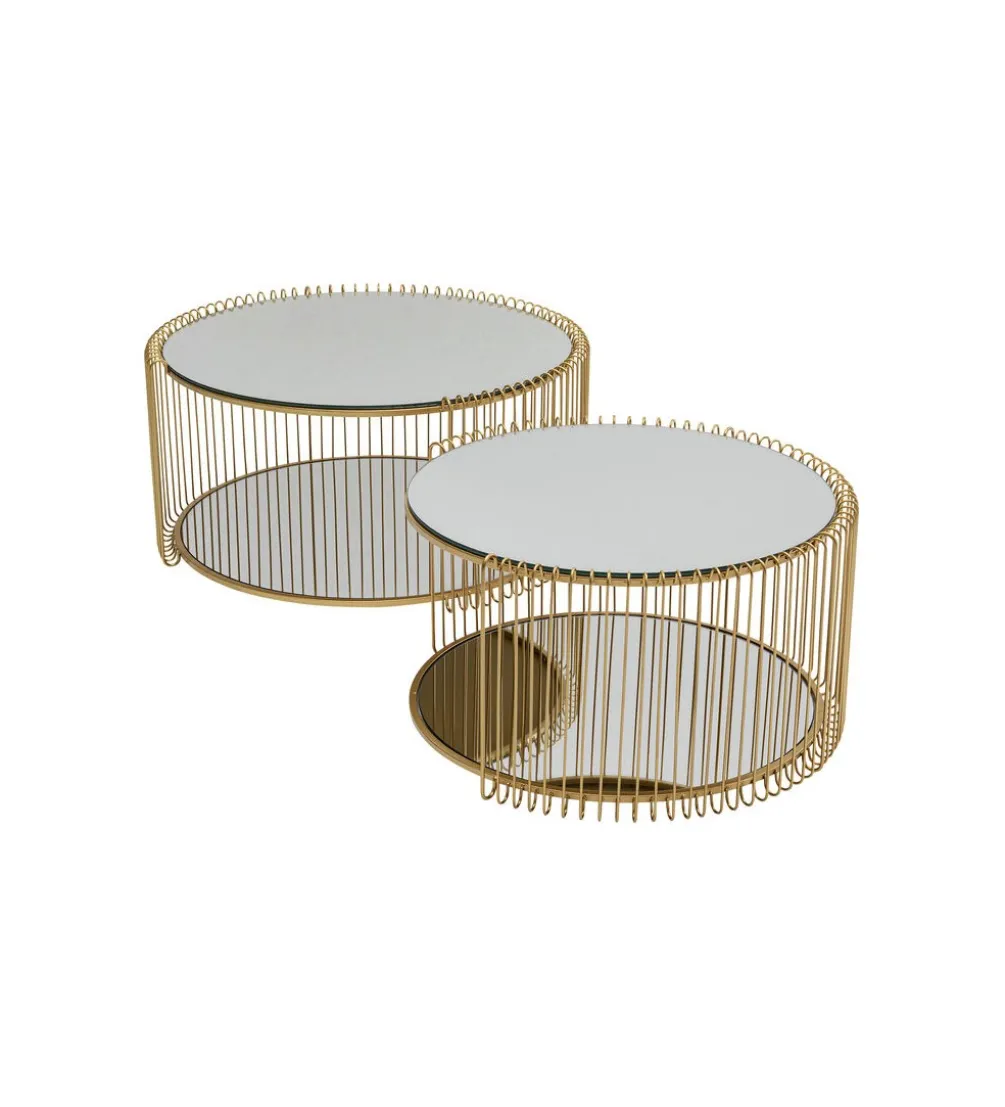 Stolik kawowy WIRE set 2 złoty