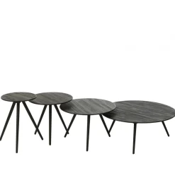 Stolik kawowy ZAMBIA set 4 drewno teak czarny