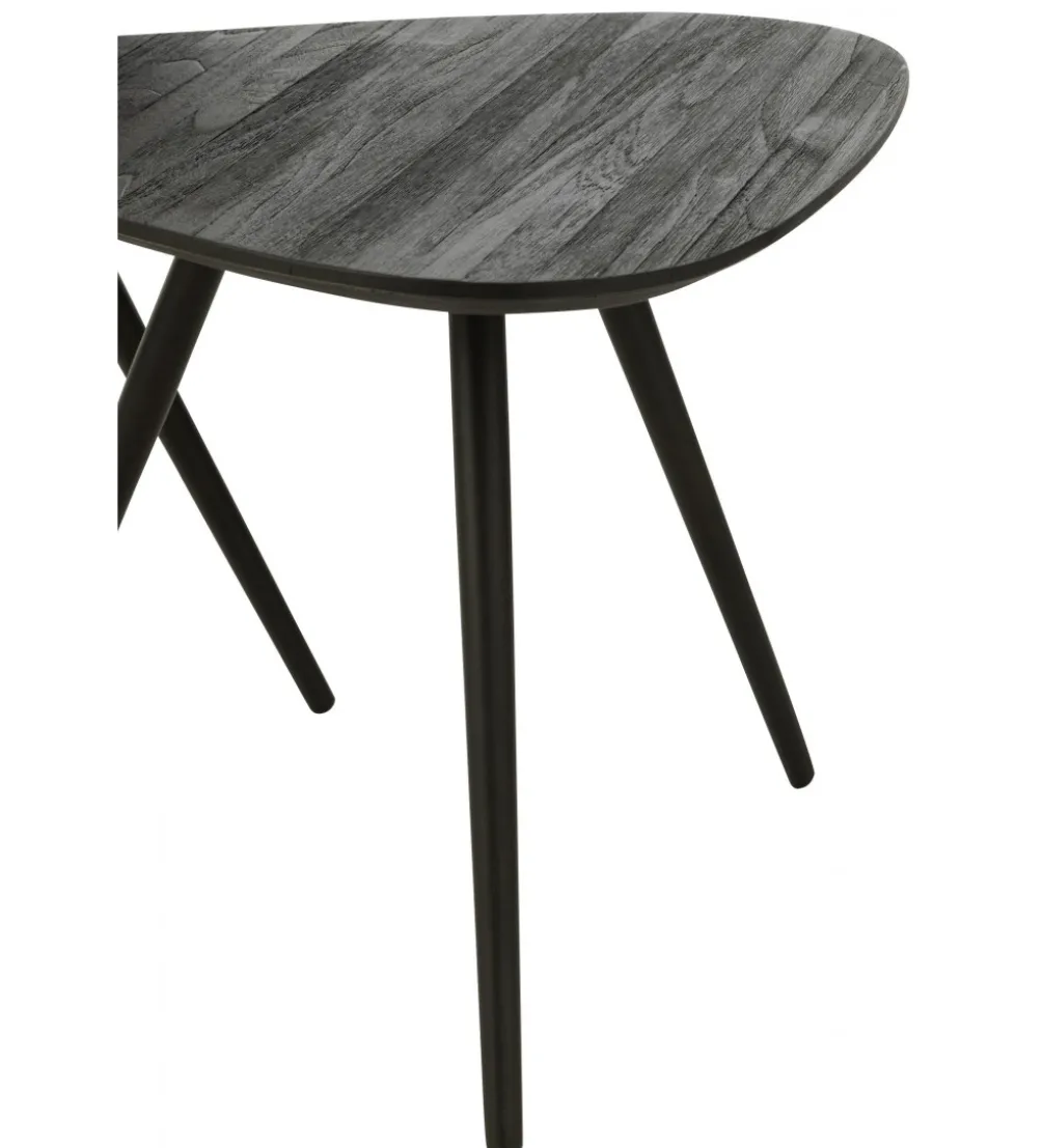 Stolik kawowy ZAMBIA set 2 drewno teak czarny