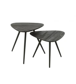 Stolik kawowy ZAMBIA set 2 drewno teak czarny
