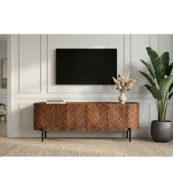 Stolik pod TV ADLON 160 cm drewno mango wzór 3D