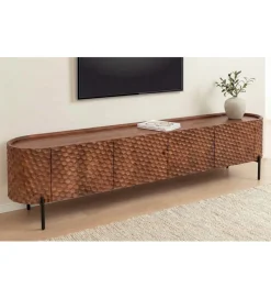 Stolik pod TV ADLON 200 cm drewno mango wzór 3D