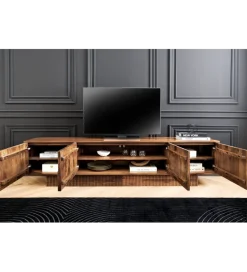 Stolik pod TV ART DECO 200 cm drewno mango brązowy
