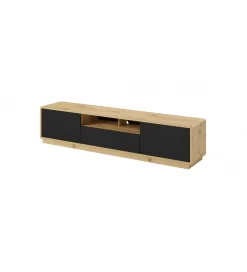 Stolik pod TV ASTON 200 cm czarny z dodatkiem koloru dąb Taurus